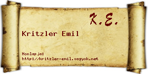 Kritzler Emil névjegykártya